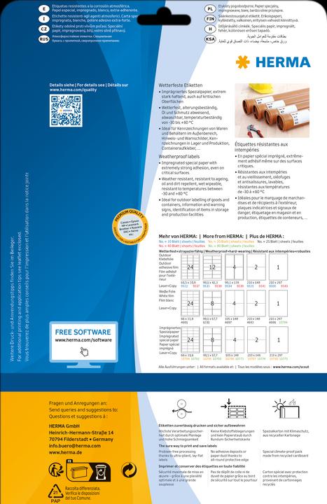 Nutritional values and ingredients HERMA Weatherproof labels A4