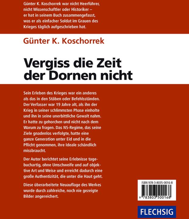 Actual product image Vergiss die Zeit der Dornen nicht (German, Gnter K. Koschorrek, 2019)