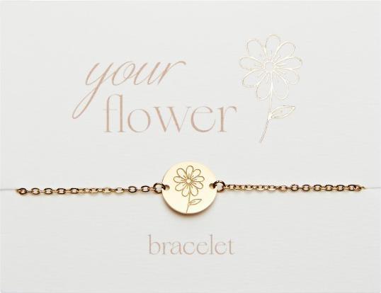 Produktbild HCA Armband - "Your Flower" - Edelstahl vergoldet - Gänseblümchen (20 cm, Edelstahl)