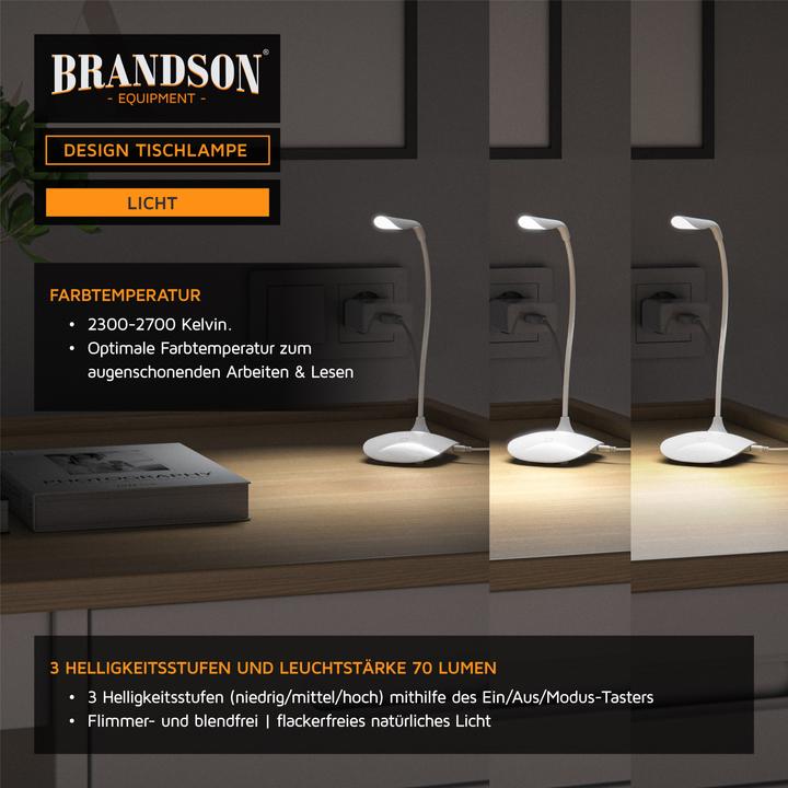 Produktbild Brandson USB Lampe, LED Schreibtischlampe, LED Tischlampe Tischleuchte Nachttischlampe, 3 Helligkeitsstufen (70 lm)