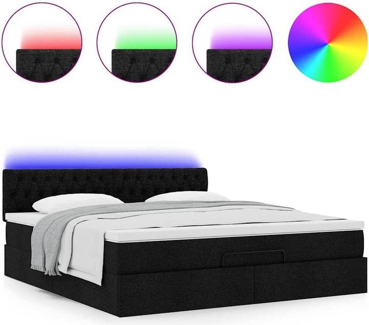 Produktbild VidaXL Ottoman-Bett mit Matratze Schwarz 160x200 cm Stoff (160 x 200 cm)