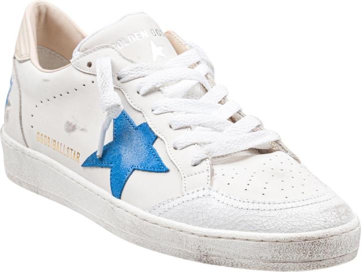 Actual product image Golden Goose ballstar sneakers in white leather with bluette star (42)