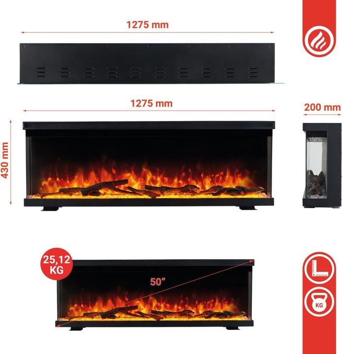 Actual product image Kaminio LEA 3-in-1 electric fireplace