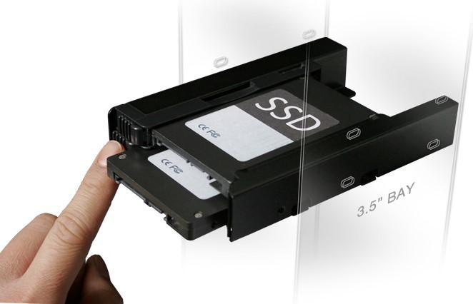 Produktbild Icy Dock MB082SP Einbaurahmen SATA/IDE HDD and SSD fuer 2x 2,5Zoll 6,35cm im 3,5Zoll 8,89cm Rahmen bis 9,...