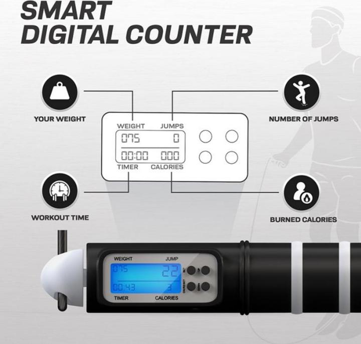 Immagine prodotto Rdx Digitaler Kalorienverbrauch & Workout Zähler 3m10 Verstellbares Springseil (310 cm)