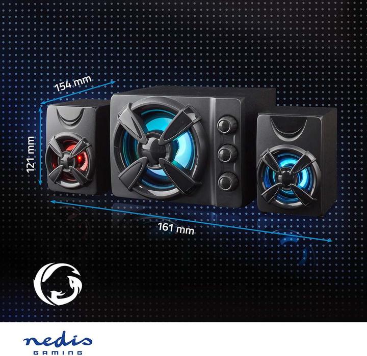 Produktbild Nedis Gaming-Lautsprecher | Lautsprecherkanäle: 2.1 | Stromversorgung über USB | 3.5 mm Stecker | 33