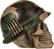 Actual product image Ootb Money box with lock, skull with army helmet & (15 x 14 cm)