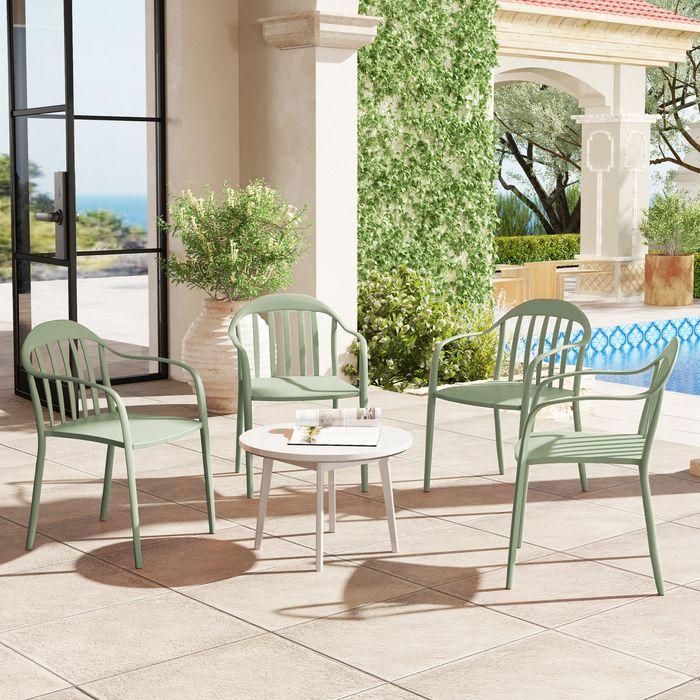 Produktbild Swisshandel24 4er Set Gartenstuhl, Kunststoff, stapelbar, bis 120 kg, Grün