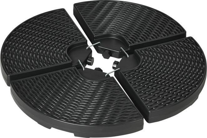 Immagine prodotto Swisshandel24 Peso per ombrellone a sbalzo in 4 pezzi, riempibile con 52 kg di acqua o 68 kg di sabbia, HDPE, nero