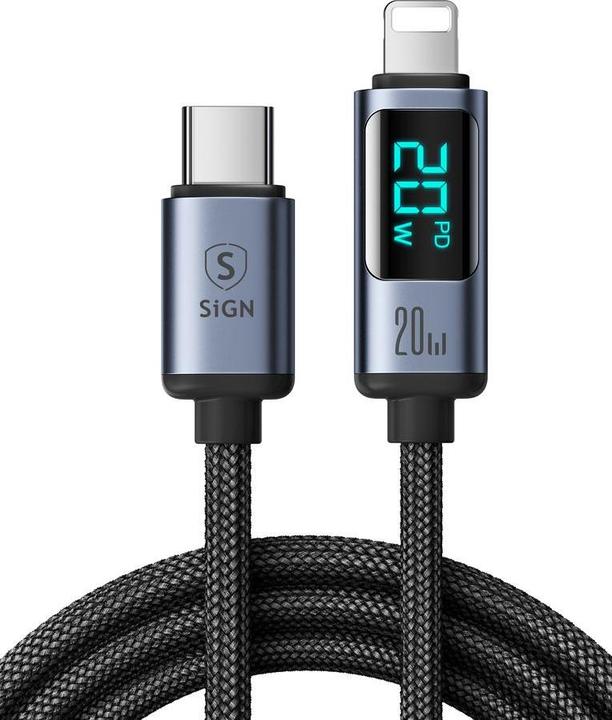 Produktbild SIGN 20W USB-C to Lightning Cable with Display, 2m - Black (2 m)