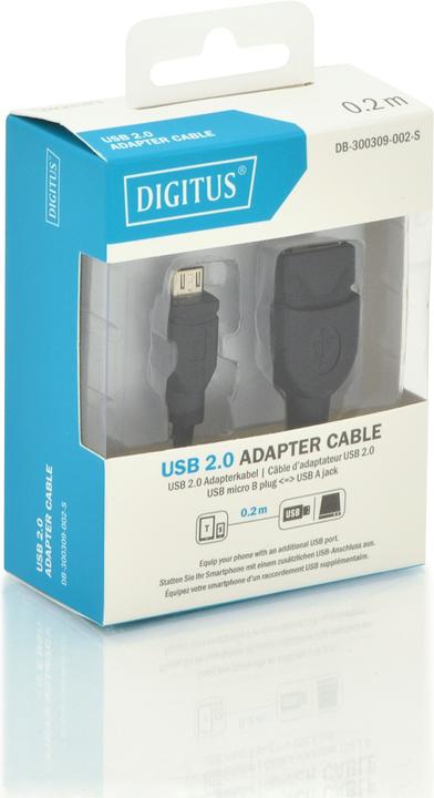 Image du produit Digitus Câble d’adaptateur USB, OTG (0.20 m, USB 2.0)