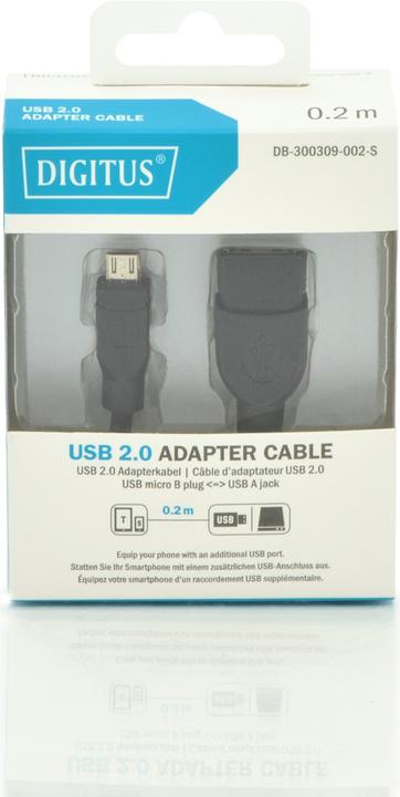 Image du produit Digitus Câble d’adaptateur USB, OTG (0.20 m, USB 2.0)