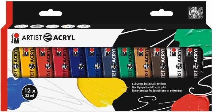 Image du produit Marabu Peinture acrylique Artist Acryl Set 12x 22 ml (Multicolore, 264 ml)