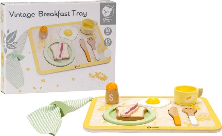 Image du produit Classic World Set de petit déjeuner vintage en bois avec plateau, 13 pcs.