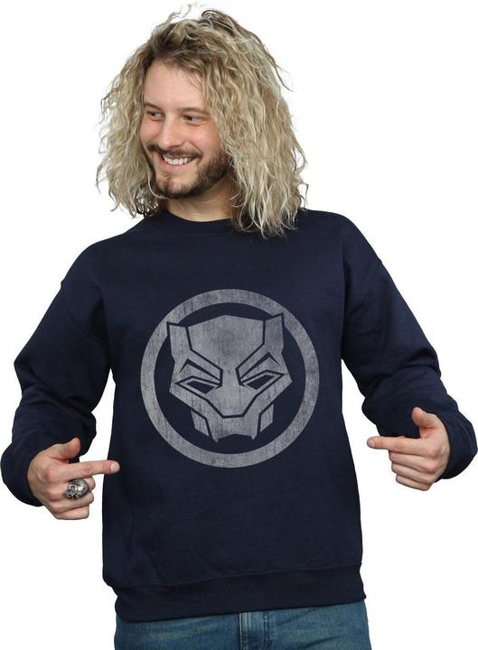Actual product image Mens Black Panther Distressed Icon Cotton Sweatshirt (XXL)