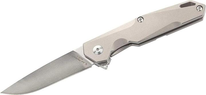 Actual product image Herbertz One-hand knife, AUS-8 steel, frame lock, flipper, titanium handle scales, titanium clip, catch strap (7.50 cm)