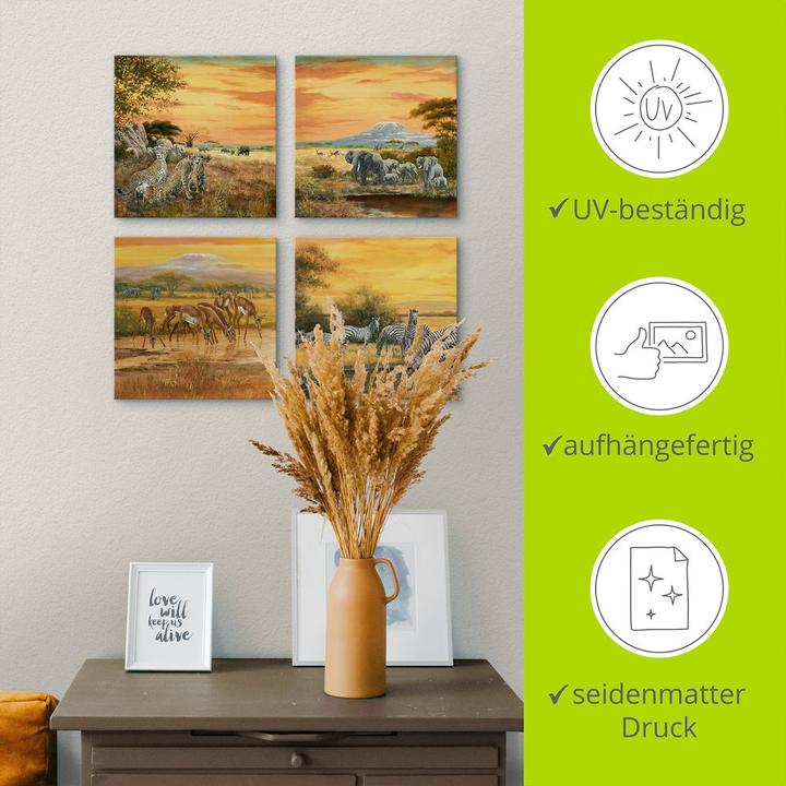 Produktbild Artland Geparden Elefanten Zebras in der Steppe K2KL (40x40 cm)