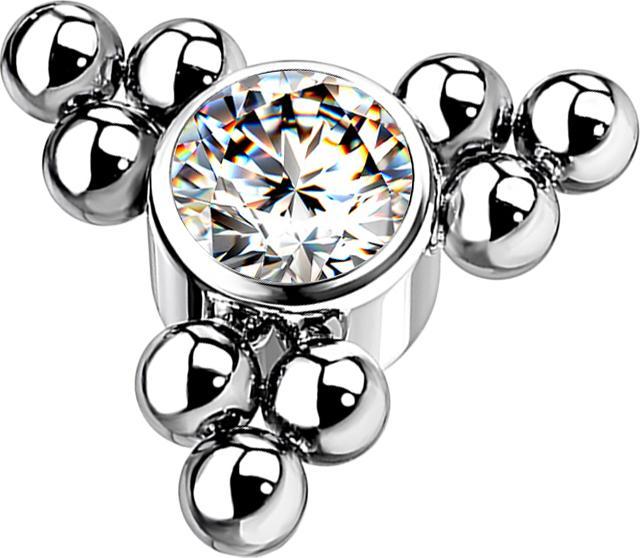 Produktbild Star Piercing Dermal Anchor silber Kugeln Dreieck mit Kristall silber (ohne Messing, Titan G23)