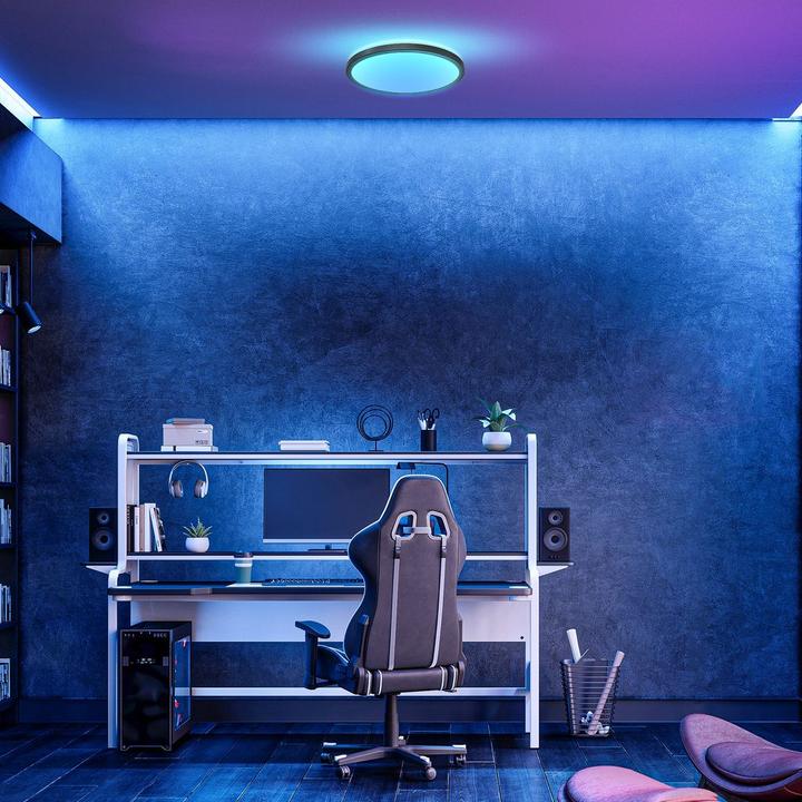 Produktbild B.K.Licht Ultraflaches RGB/W-LED Panel mit Backlight, schwarz, 1xLED/15W (1850 lm)