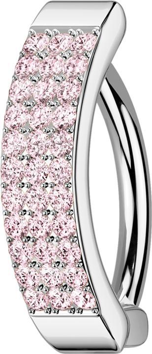 Immagine prodotto Star Piercing Scudo in argento con cerniera a banana tre file di cristalli rosa (Ottone, Acciaio chirurgico 316L)