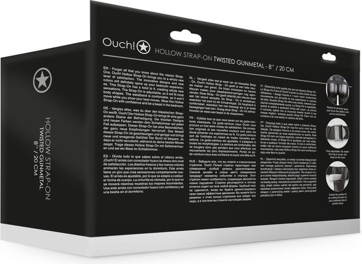 Image du produit Ouch! Ribbed Hollow Strap-on with Balls - 8" / 21 cm