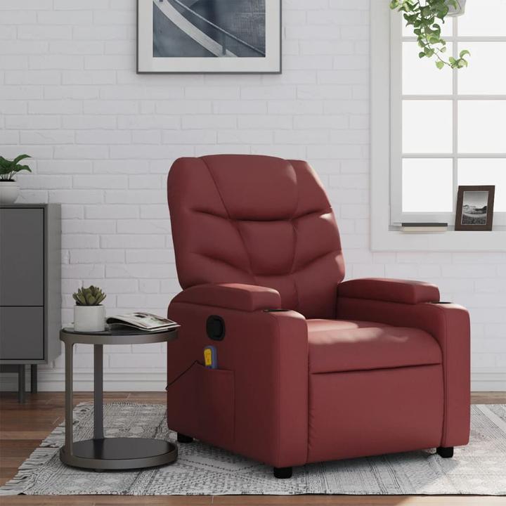 VidaXL Massagesessel Weinrot Kunstleder,Farbe: Weinrot,Material