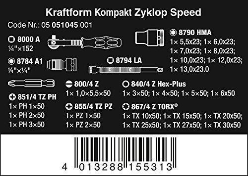 Valeurs nutritives et ingrédients Wera Kraftform Kompakt Zyklop Speed