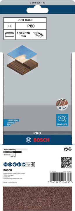 Actual product image Bosch Professional Zubehör PRO X440 sanding belt, 100 x 620 mm, G80 (80)