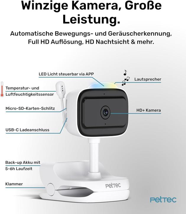 Produktbild PetTec Überwachungskamera mit App und Nachtsicht