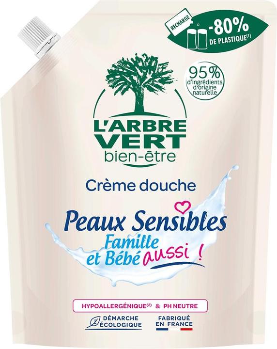Image du produit L'arbre vert douche peaux sensibles recharge français liq (500 ml)