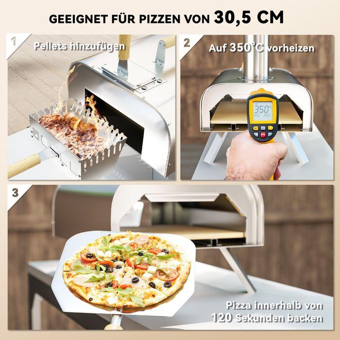 Actual product image Swisshandel24 Outdoor Pizzaofen Holzbefeuerter Pizza Ofen Edelstahl, Pizzastein (Pizza oven wood)