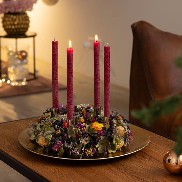 Produktbild VEG and the City Adventskranz Trockenblumen Bunt ca. 35 cm - Kerzen Bordeaux (35 cm)