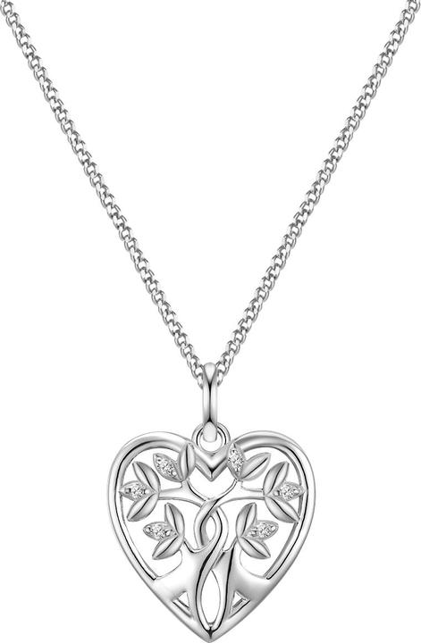 Glanzstücke München Damen Lebensbaum Sterling Silber Zirkonia Silber 40,0 cm Basiskette + 5,0 cm Verlängerung - 33938 (Sterling Silber, 40 - 45 cm)