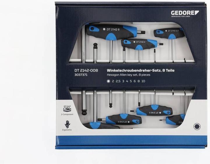 Image du produit Gedore DT 2142008 Jeu de tournevis coudés 2KT manche (Clé Allen)