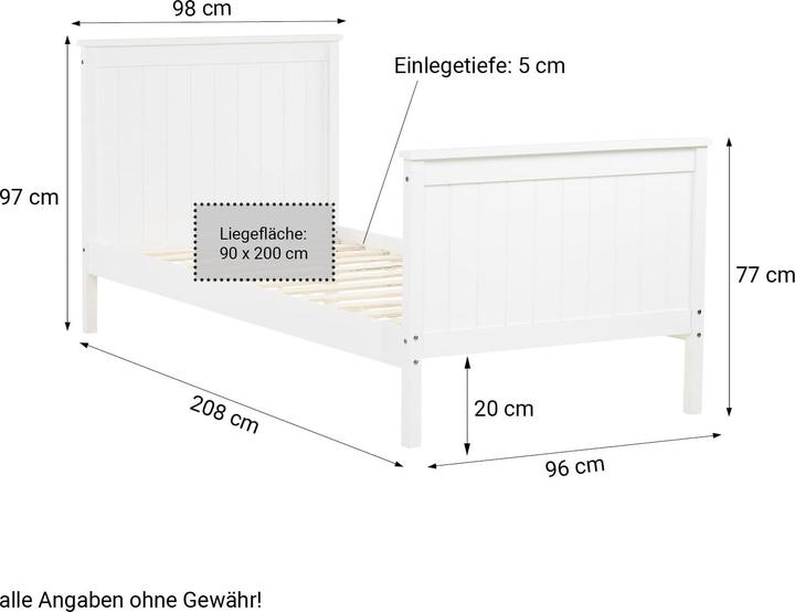 Actual product image Jamb Children's bed 90x200cm country style white (90 x 200 cm)
