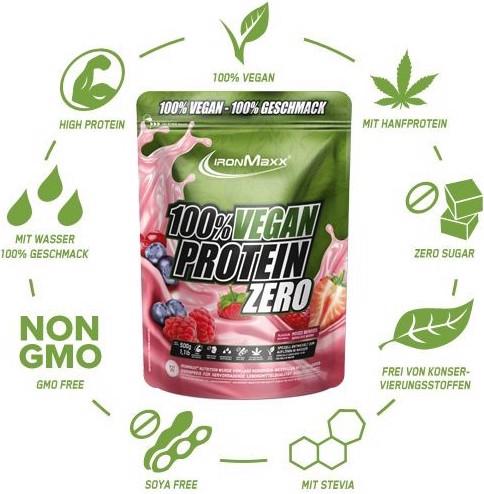 Produktbild IronMaxx 100% Vegan Protein Zero (Mixed berries, 1 Stk.)