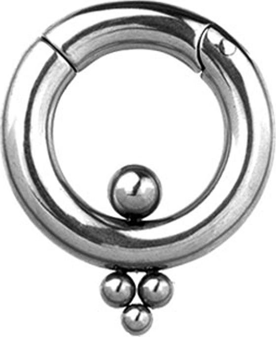 Image du produit Star Piercing Poids d'oreille anneau segment pliable argent quatre boules (Acier chirurgical 316L)