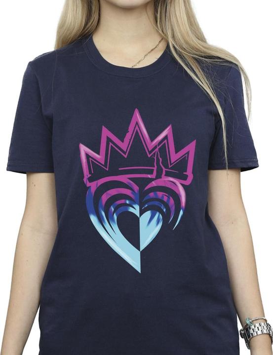 Actual product image Disney Womens/Ladies Descendants Pink Crown Cotton Boyfriend T-Shirt (S)