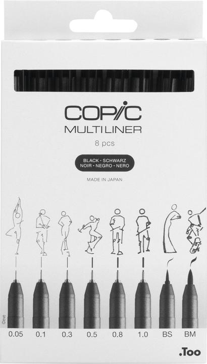 Actual product image Copic Multiliner set black, 8 pieces (Black, 8 x)