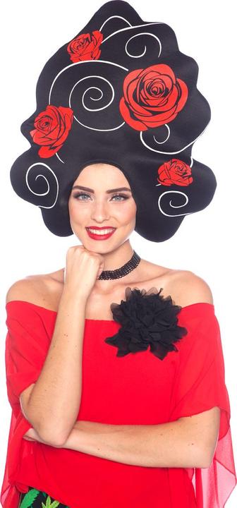 Folat Schaum Perücke schwarz mit Rosen
