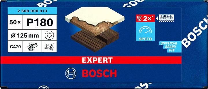 Image du produit Bosch Professional Zubehör EXPERT C470 Papier abrasif à 8 trous pour ponceuse excentrique, 125 mm, G 180, 50 pcs. (180)