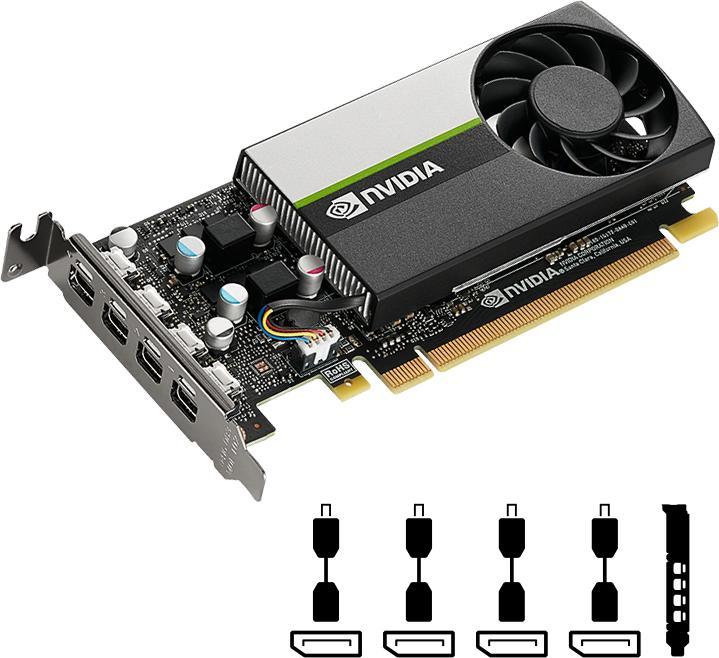 Image du produit PNY Quadro T1000 GDDR6 4xmDP LP (4 Go)