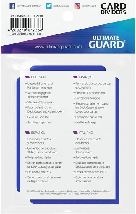 Immagine prodotto Ultimate Guard Separatore di carte formato standard blu 10