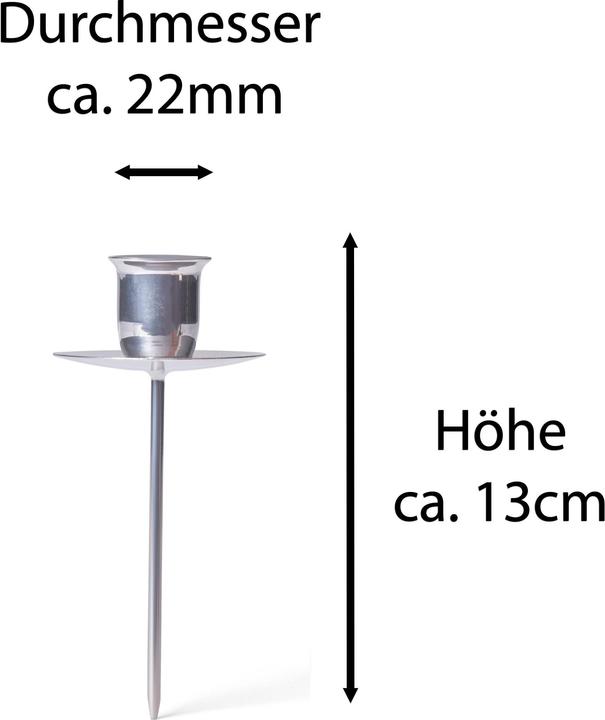 Produktbild Novaliv 12x Kerzenpick mit Kerzenteller Adventskranz SILBER Kerzenpick zum Stecken Kerzenhalter für