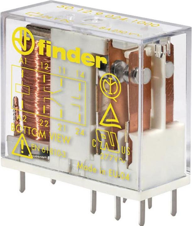 Actual product image Finder Safety relay,DPDT,AgNi, 8A 12Vdc coil