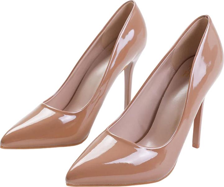 Actual product image Where's That From Womens/Ladies Kyra Patent Leather Pointed Wide High Stiletto Heel Pumps (37)