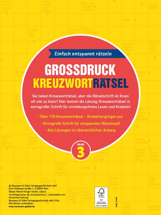 Nährwerte und Zutaten Grossdruck Kreuzworträtsel - Band 3 (Deutsch, 2024)