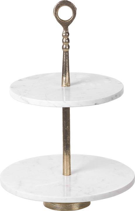 Produktbild Beliani Etagere Marmor weiss / gold 2-stöckig 50 cm TARUM