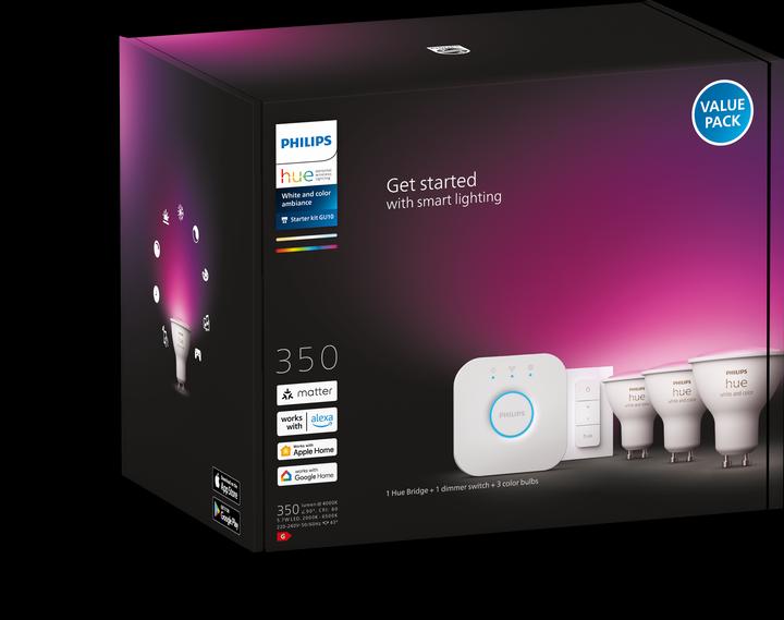Image du produit Philips Hue Set de démarrage White & Color Ambiance (GU10, 5.70 W, 350 lm, 3 x, G)