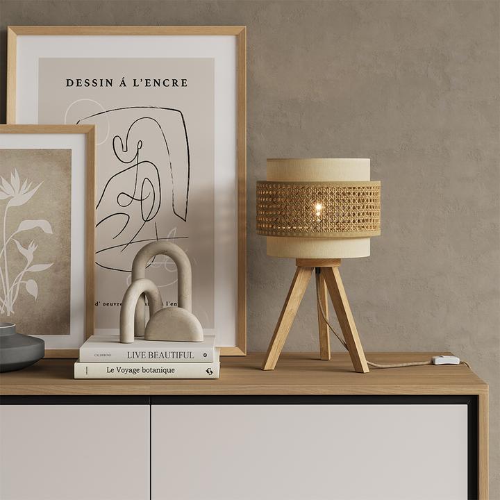 Actual product image Vicco Table lamp Morten, Rattan/cream, 26 x 45 cm with stand (E27)